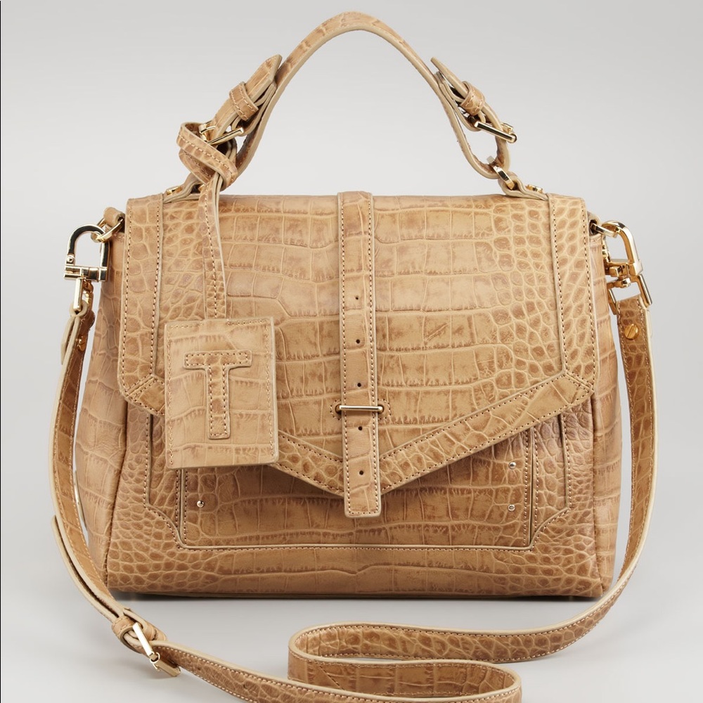 Tory Burch 797 Medium Crocodile-Embossed Satchel